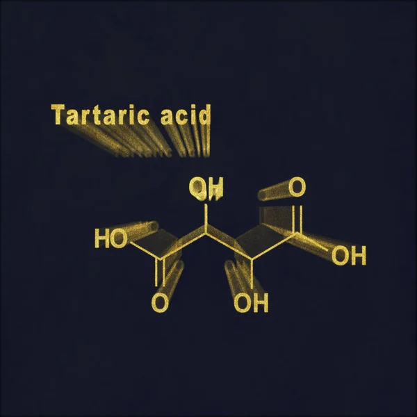 Tartaric Acid Structural Chemical Formula Gold Dark Background — Foto Stock