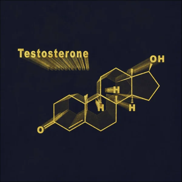 Hormona Testosterona Fórmula Química Estructural Oro Sobre Fondo Oscuro — Foto de Stock