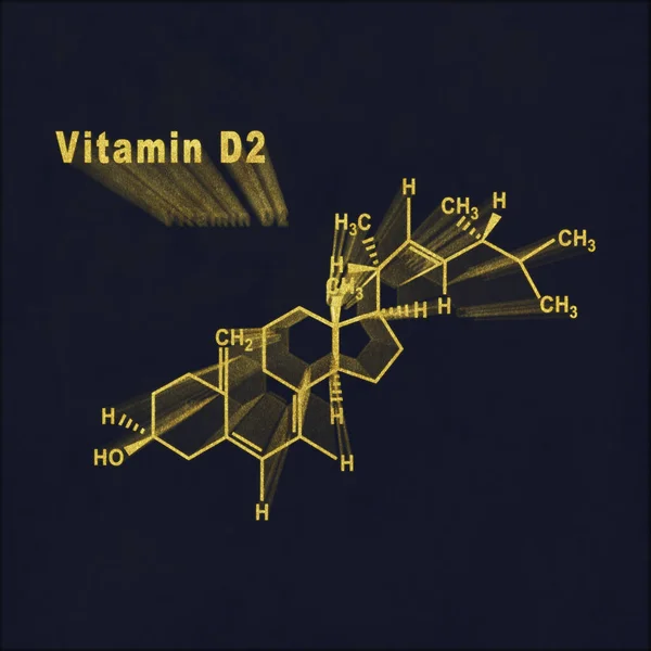 Vitamina Fórmula Química Estructural Oro Sobre Fondo Oscuro — Foto de Stock