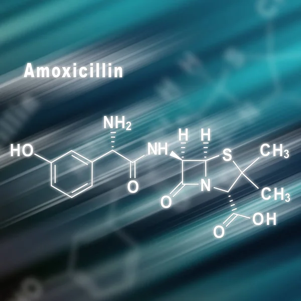Amoxicilina Antibiótico Fórmula Química Estructural Antecedentes Futuristas —  Fotos de Stock