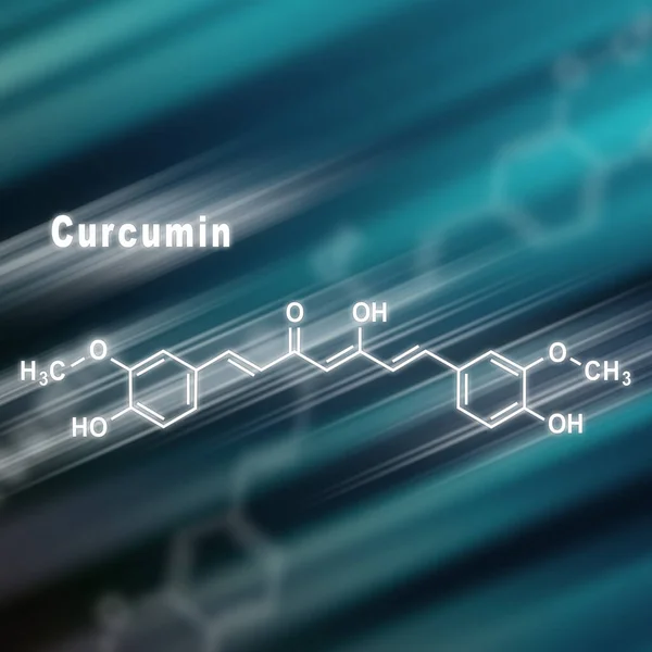 Especia Curcumina Cúrcuma Fórmula Química Estructural Fondo Futurista —  Fotos de Stock