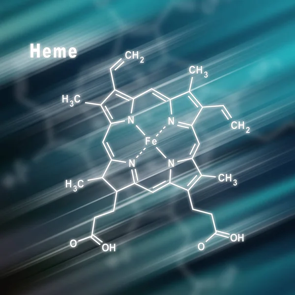 Molecola Eme Formula Chimica Strutturale Sfondo Futuristico — Foto Stock