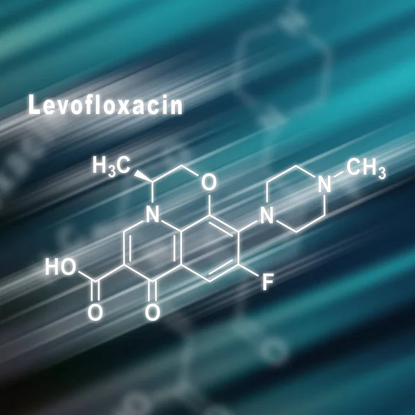 Levofloxacin Antibiotic Drug Structural Chemical Formula Futuristic Background — Foto Stock