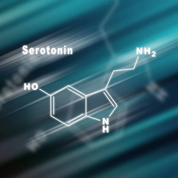 Hormona Serotonina Fórmula Química Estructural Trasfondo Futurista — Foto de Stock