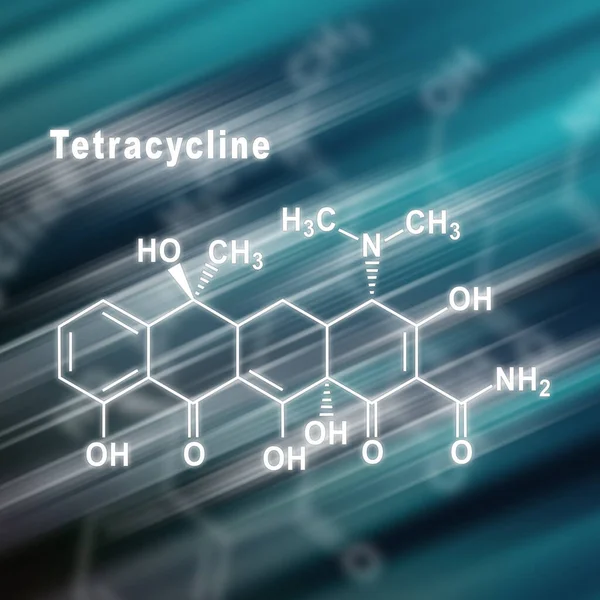 Tetracyklinová Antibiotika Strukturální Chemický Vzorec Futuristické Zázemí — Stock fotografie