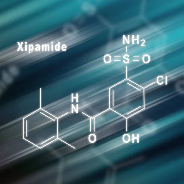 Molekula Xipamidu Chemická Struktura Futuristické Zázemí — Stock fotografie