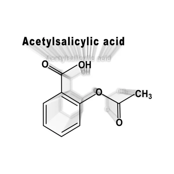 Ацетилсаліцилова Кислота Аспірин Структурна Хімічна Формула Білому Тлі — стокове фото