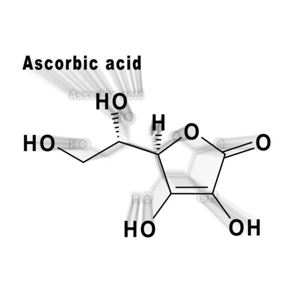 Ácido Ascórbico Fórmula Química Estrutural Sobre Fundo Branco — Fotografia de Stock