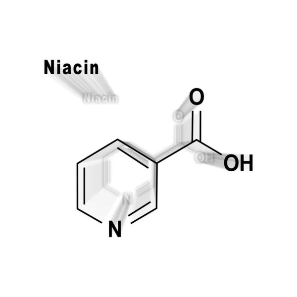Молекула Ніацин Нікотинової Кислоти Вітамін Структурна Хімічна Формула Білому Тлі — стокове фото