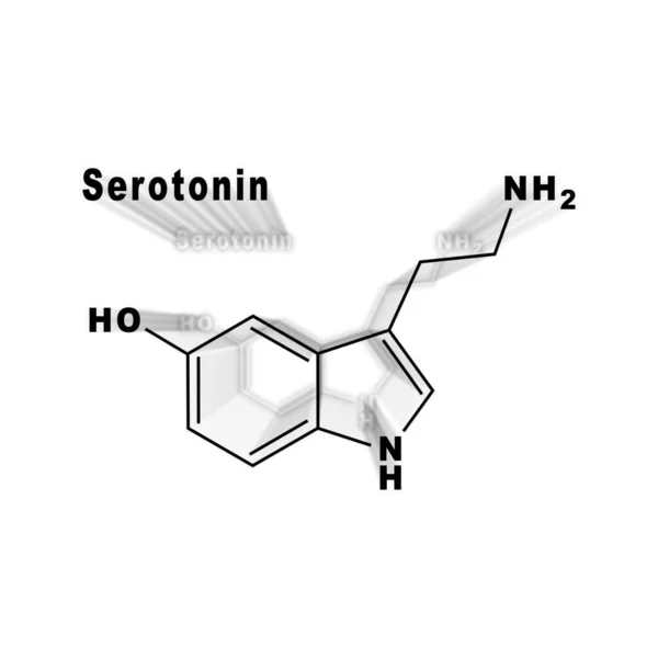 Hormona Serotonina Fórmula Química Estructural Sobre Fondo Blanco — Foto de Stock