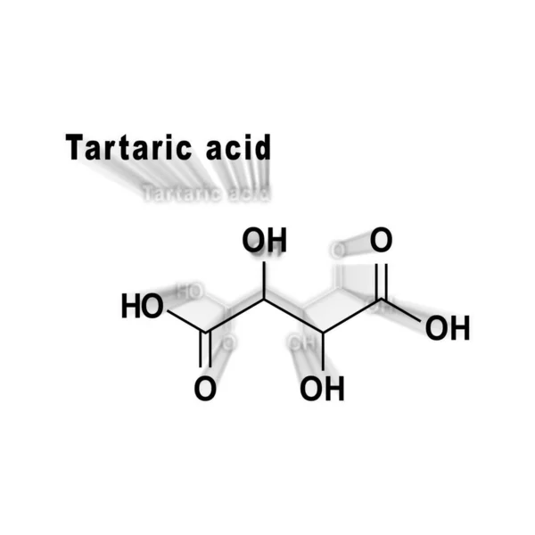 Tartaric Acid Structural Chemical Formula White Backgroun — 图库照片