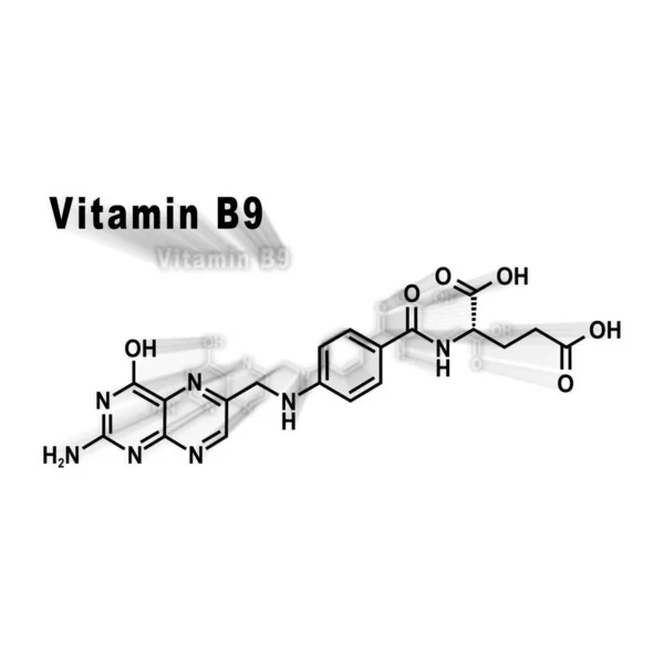 Vitamina Ácido Fólico Fórmula Química Estructural Sobre Fondo Blanco — Foto de Stock