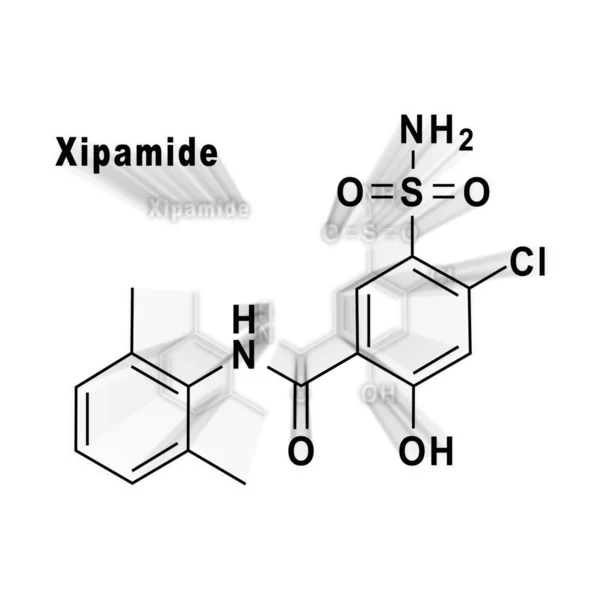 Molecola Xipamide Struttura Chimica Fondo Bianco — Foto Stock