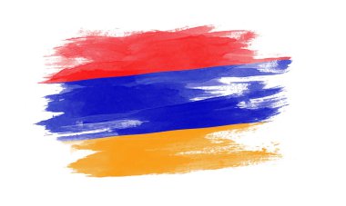 Ermenistan bayrağı fırça darbesi, beyaz arka planda ulusal bayrak