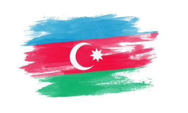 Azerbaycan bayrak fırça darbesi, beyaz arkaplanda ulusal bayrak
