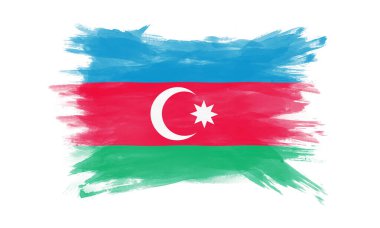 Azerbaycan bayrak fırça darbesi, beyaz arkaplanda ulusal bayrak