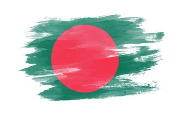Bangladeş bayrak fırça darbesi, beyaz arka planda ulusal bayrak