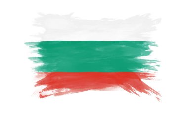 Bulgaristan bayrak fırça darbesi ve beyaz arka planda ulusal bayrak