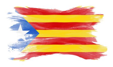 Catalonia flag brush stroke, national flag, sparkle background