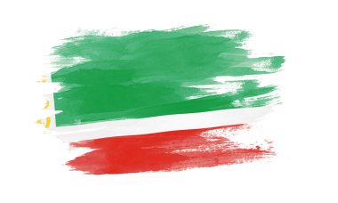 Çeçenistan bayrak fırça darbesi, beyaz arka planda ulusal bayrak