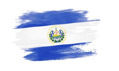 El Salvador bayrağı fırça darbesi, beyaz arka planda ulusal bayrak