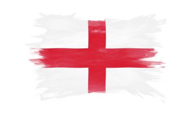 İngiltere bayrağı fırça darbesi, beyaz arka planda ulusal bayrak