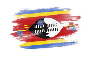 Eswatini bayrak fırça darbesi, beyaz arka planda ulusal bayrak