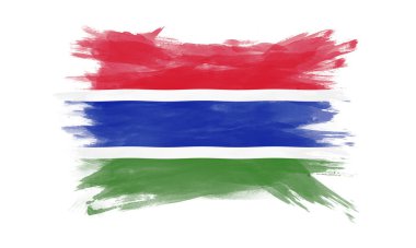 Gambiya bayrağı fırça darbesi, beyaz arka planda ulusal bayrak