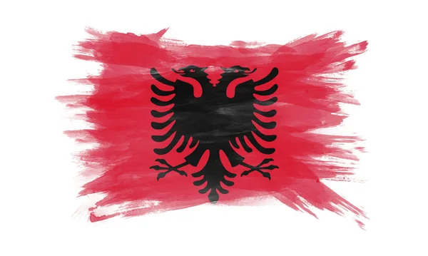 Albânia Pincel Bandeira Bandeira Nacional Sobre Fundo Branco — Fotografia de Stock