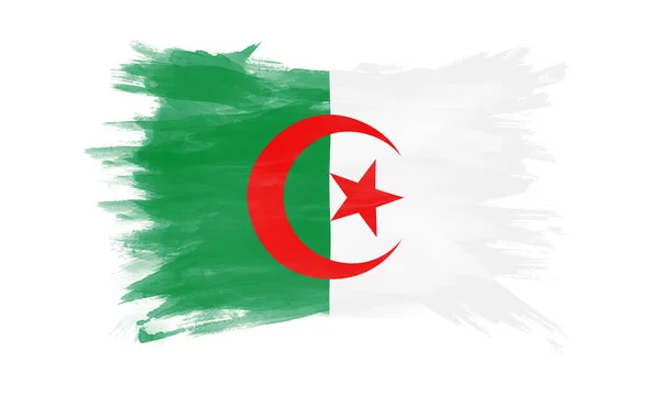 Algeria Flag Brush Stroke National Flag White Background — Stock Photo, Image