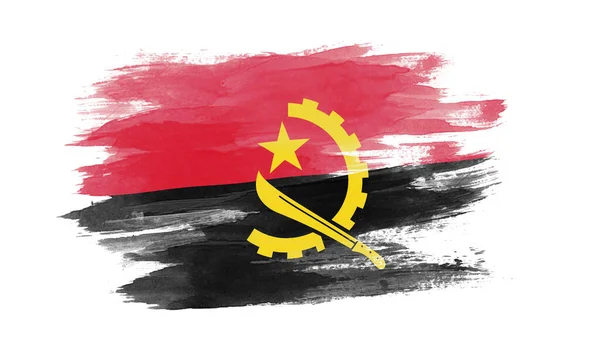 Golpe Pincel Bandera Angola Bandera Nacional Sobre Fondo Blanco —  Fotos de Stock