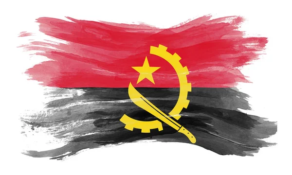 Pincel Bandeira Angola Bandeira Nacional Sobre Fundo Branco — Fotografia de Stock