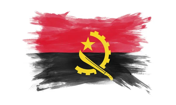 Ангольський Прапор Мазка Національний Прапор Білому Тлі — стокове фото