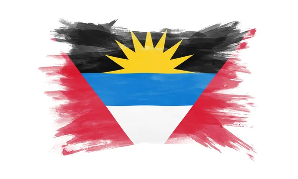Antigua Och Barbuda Flagga Pensel Stroke Nationell Flagga Vit Bakgrund — Stockfoto
