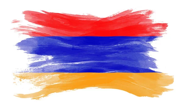 Αρμενία Πινέλο Σημαία Εγκεφαλικό Επεισόδιο Εθνική Σημαία Λευκό Φόντο — Φωτογραφία Αρχείου