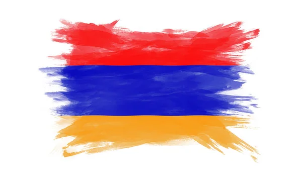 Ermenistan Bayrağı Fırça Darbesi Beyaz Arka Planda Ulusal Bayrak — Stok fotoğraf