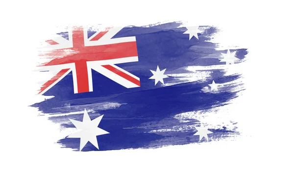 Australië Vlag Borstel Slag Nationale Vlag Witte Achtergrond — Stockfoto