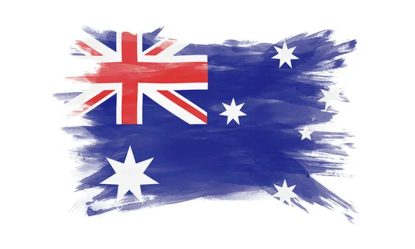 Австралійський Прапор Мазка Національний Прапор Білому Тлі — стокове фото
