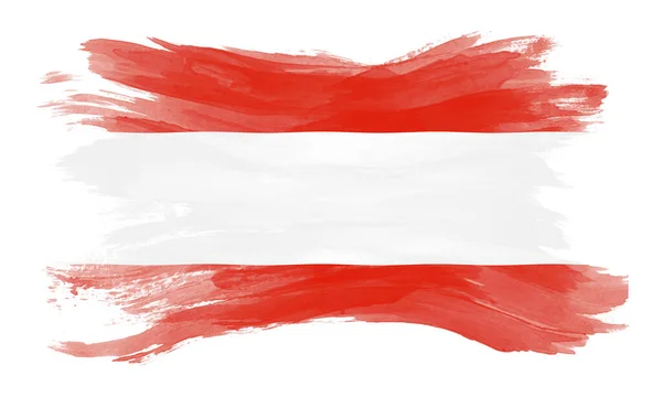 Rakousko Prapor Tahu Štětcem Národní Vlajka Bílém Pozadí — Stock fotografie