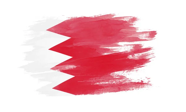 Bahrain Pennellata Bandiera Bandiera Nazionale Sfondo Bianco — Foto Stock
