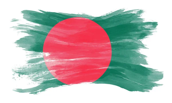 Bangladesch Flagge Pinselstrich Nationalflagge Auf Weißem Hintergrund — Stockfoto