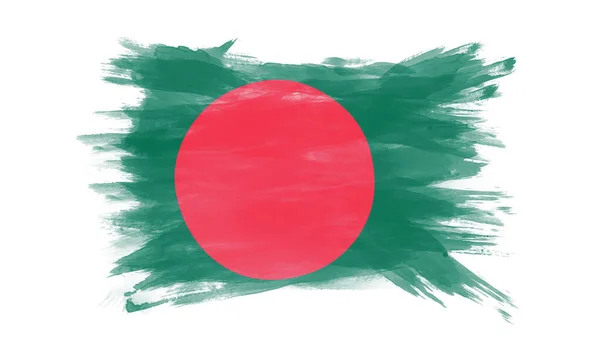 Bangladéšská Vlajka Tahu Štětcem Národní Vlajka Bílém Pozadí — Stock fotografie