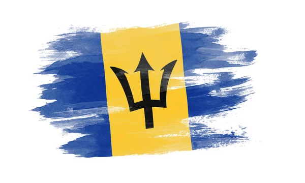 Pincel Bandera Barbados Bandera Nacional Sobre Fondo Blanco — Foto de Stock