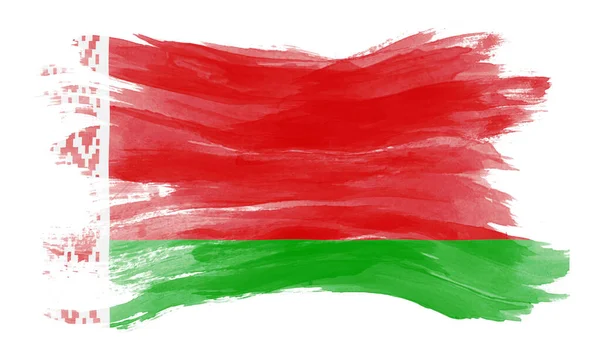 Bielorussia Pennellata Bandiera Bandiera Nazionale Sfondo Bianco — Foto Stock