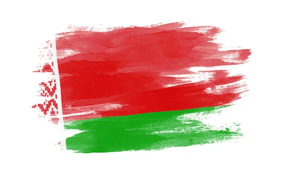Мазок Кистью Флага Беларуси Национальный Флаг Белом Фоне — стоковое фото