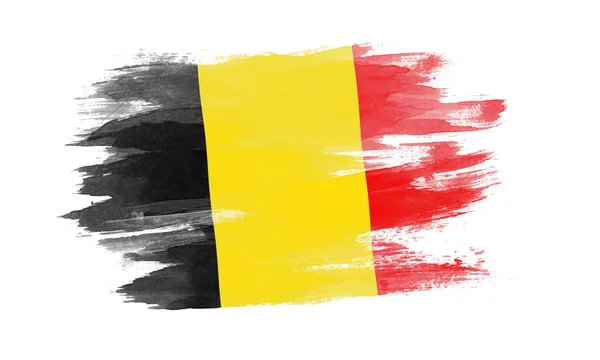 Belgische Flagge Pinselstrich Nationalflagge Auf Weißem Hintergrund — Stockfoto