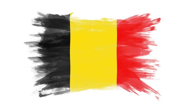 België Vlaggenborstel Slag Nationale Vlag Witte Achtergrond — Stockfoto