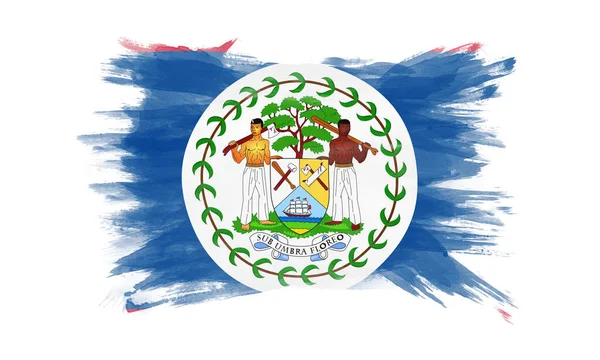 Belize Pincel Bandeira Acidente Vascular Cerebral Bandeira Nacional Fundo Branco — Fotografia de Stock