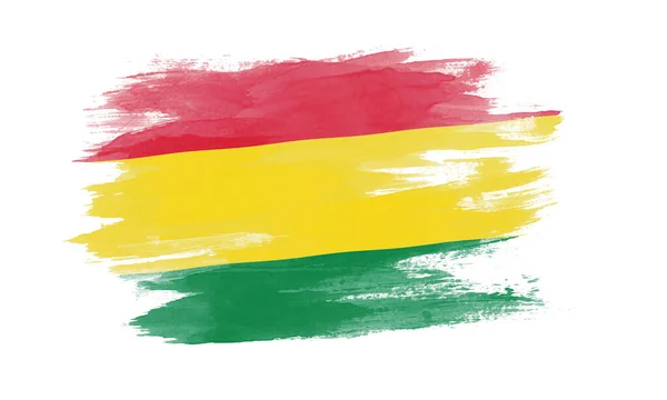 Βολιβία Πινέλο Σημαία Εγκεφαλικό Επεισόδιο Εθνική Σημαία Λευκό Φόντο — Φωτογραφία Αρχείου