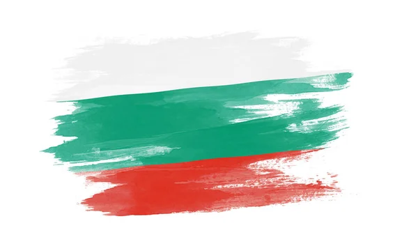 Bulgaristan Bayrak Fırça Darbesi Beyaz Arka Planda Ulusal Bayrak — Stok fotoğraf